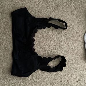 brand new black ruffle bikini top Small